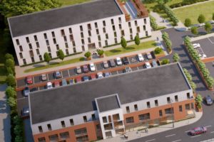 One London Road Newcastle student accommodation aerial view